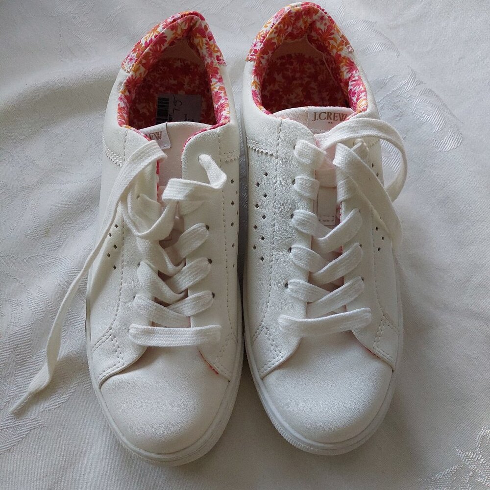 J.Crew Road Trip sneakers in white floral lining and pink trim Women's 7.5 NEW